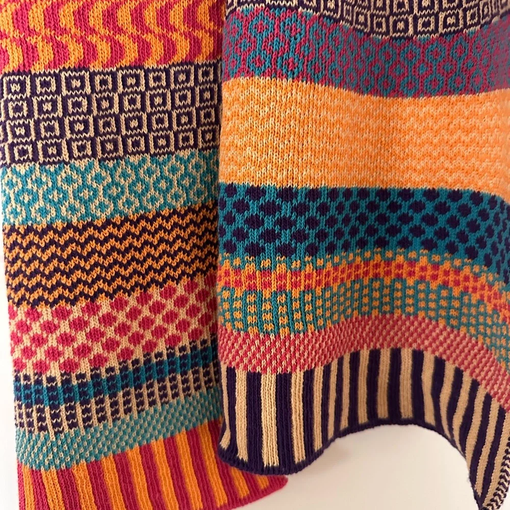 Colorblock Patterned Knit Scarf — Multicolor - Picture 3 of 4